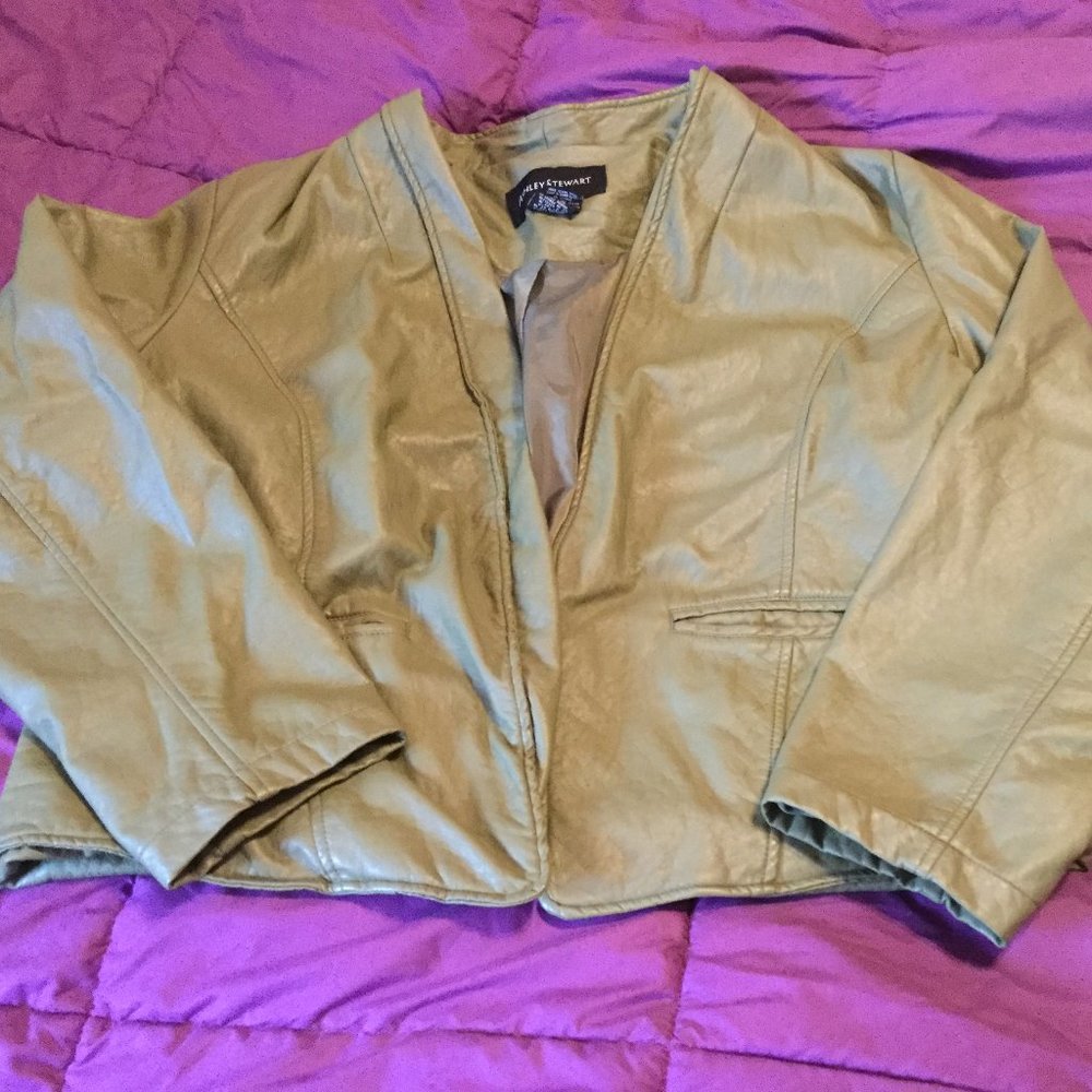 Ashley Stewart green pleather jacket